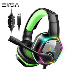 Eksa-fones de ouvido de jogo, e1000, com fio, 7.1 virtual, grave surround, fone de ouvido com microfone, luz led, para pc, ps4 2024 - compre barato