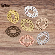 Boyute atacado 100 pçs 21*27mm 7 cores encantos do vintage flor filigrana material de bronze diy jóias pingente encantos 2024 - compre barato