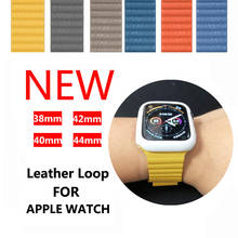 strap for Apple watch Leather loop band 42mm 38mm genuine apple watch strap 5 4 44mm 40mm magnetic bracelet correa iwatch 4 3 2 2024 - buy cheap