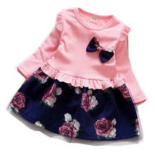 Vestido de punto de manga larga para niña, ropa para niña pequeña de marca, 2, 3, 4, 5, 6 Y 7 años, 2021 2024 - compra barato