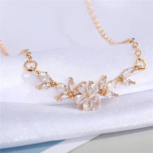 1Pcs Crystal Blingbling Flower Necklace For Women Gift Jewelry Fashion Shiny Petal Geometric Long Pendant Clavicle Chain N156 2024 - buy cheap