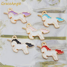 10pcs mix Unicorn Charms Animal hairs jewelry pendant for earrings Drop Oil Alloy Enamel Unicorn Charm Pendant For Bracelet Gift 2024 - buy cheap