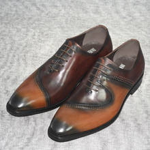 Мужские оксфорды; итальянский дизайн; модные коричневые двухцветные офисные туфли с острым носком; Модные Мужские модельные свадебные кожаные туфли 2024 - купить недорого