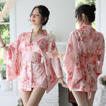 Sakura Girl Kimono Dress Japanese Style Yukata Bathrobe Women Floral Print Haori Japan Uniform Cosplay Costume Party Short Gown 2024 - buy cheap