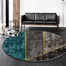 Alfombra nórdica de lujo de Color turquesa, alfombras grandes geométricas verdes y doradas, antideslizantes, para el suelo, cesta colgante 2024 - compra barato