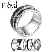 Floya Classical Black Rings Original Stainless Steel Ring Wedding Band Femme Layers Ring Bague Bijoux Free Box Gift 2024 - buy cheap