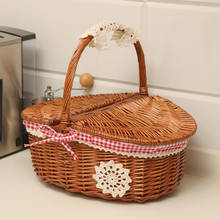 Handmade Rattan Basket Picnic Basket Wicker Storage Basket Bread Basket Home Storage Basket Tableware Supplies Bag with Handle 2024 - buy cheap