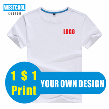 Camiseta casual customizada com logotipo, camiseta de algodão puro, roupas de grupo, bordado para homens e mulheres, tops diy vestuário 2024 - compre barato