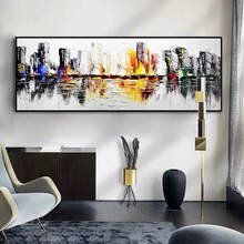 Wall Art Abstract Painting Modern Canvas Pictures City Build Large Wall Paintings Handmade Oil Painting For Living Room Wall 2024 - buy cheap
