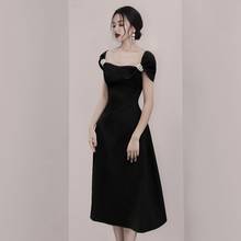Smthma vestido de verão feminino, vestido preto sem mangas com gola quadrada, moda 2021 2024 - compre barato