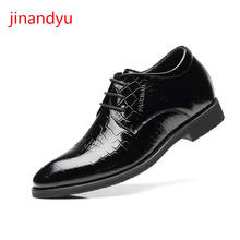 Black Mens Heels 6/8cm Elevator Shoes for Men Genuine Leather Shoes Men Formal Wedding Dress Shoes Man Comfy High Quality 2024 - buy cheap