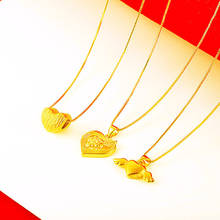 Gold Necklace for Women 24k 24K Gold Heart Lover Pendant Choker 2020 Fashion Mother Daughter Necklaces Lucky Charm Jewelry 2024 - buy cheap
