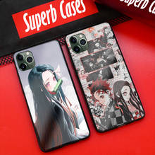 Nezuko kamado kimetsu não yaiba silicone macio caso do telefone de vidro capa escudo para apple iphone 6s 7 8 plus x xr xs 11 pro max 2024 - compre barato
