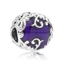 Regal Pattern Charm for Women Bracelet Bangle Purple Enamel Bead Authentic S925 Silver DIY Jewelry 2024 - buy cheap