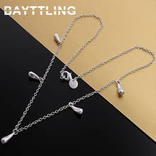 BAYTTLING 18 Inch Silver Color Glossy 5 Water Drop Pendant Necklace For Woman Charm Luxury Party Engagement Jewelry Gift 2024 - buy cheap
