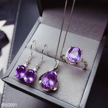 KJJEAXCMY fine jewelry Amethyst 925 sterling silver women pendant necklace chain earrings ring set beautiful 2024 - buy cheap