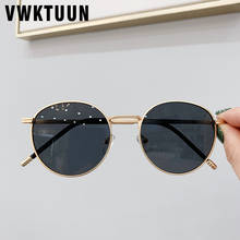 Óculos de sol redondo vwktuun, óculos escuros redondos uv400 para mulheres armação de metal vintage 2024 - compre barato