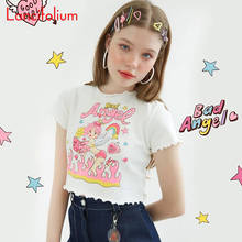 Sexy Kawaii T Shirt Women Summer Angel Letter Graphic Cropped Tee Shirt Ladies 2020 Baddie Egirl Cute Y2k Aesthetic Crop Top 2024 - buy cheap
