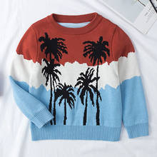 Детские свитера, одежда, Новые свитера для мальчиков, осенний свитер с рисунком кокосовой пальмы, трикотажный пуловер с длинными рукавами для маленьких мальчиков и девочек 2024 - купить недорого