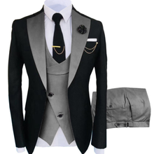 Traje ajustado para hombre, traje de negocios para novio, esmoquin negro para traje Formal de boda, chaqueta, pantalón, chaleco, 3 piezas, novedad de 2021 2024 - compra barato