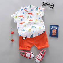 Комплект детской одежды из 2 предметов для мальчиков, хлопковая рубашка с коротким рукавом и шорты, лето 2020 2024 - купить недорого
