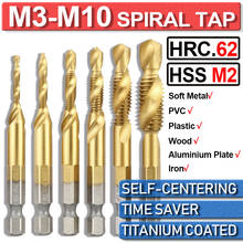 6Pcs M3-M10 M2 Titanium Plated HSS Screw Tap Drill Set 1/4'' Hex Shank Thread Metric Tap Drill Bits Screw Machine Compound Tap 2024 - buy cheap