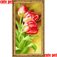 Cross Stitch DIY Diamond Painting Tulip Full Drill Square 5D flowers Diamond Embroidery Rhinestone Picture Diamond Mosaic Gift 2024 - buy cheap