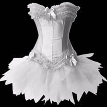 White Burlesque Lace Up Corset Bustier TUTU Skirt  Lolita FANCY DRESS S-2XL 2024 - buy cheap