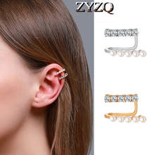 ZYZQ-Clip de oreja de perlas de imitación, pendientes sin dolor, estilo francés elegante, hueso de oreja salvaje, personalidad, nuevos 2024 - compra barato