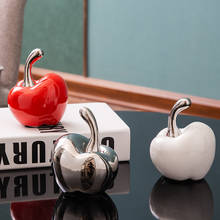 Figuritas de cerámica modernas para decoración del hogar, accesorios de manzana roja y blanca plateada, planta en miniatura, artesanías, jardín de hadas 2024 - compra barato