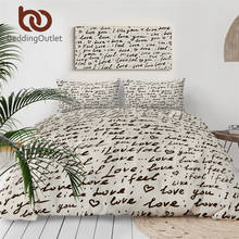 BeddingOutlet Love You Bedding Set Handwriting Letters Duvet Cover for Couples Vintage Quilt Cover Valentines Day Gift Bed Set 2024 - buy cheap