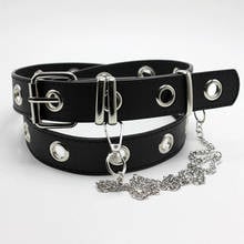 Fashion Punk Style Belt With Chain Female Leather Pin Buckle Belt Female Waist Decoration Ins Cool JK Uniform Skirt Accessories 2024 - buy cheap