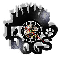 I Love Dogs-Reloj de pared hecho de vinilo Real, accesorio para amantes de los animales, decoración del hogar, iluminación LED 2024 - compra barato