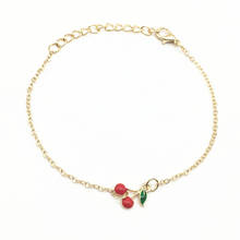 HTZZY-pulsera con dije de cereza para mujer, accesorios de joyería para mujer, cadena de oro fino, regalos para mujer 2024 - compra barato