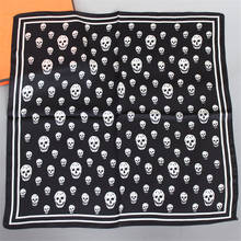 POBING 100% Pure Silk Scarf Women Skull Print Square Scarves Small Head Handkerchief Wholesale Foulards Hijab Wraps 53CM 2024 - buy cheap