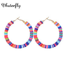 Polymer Clay Circle Hoop Earrings In Neon Boho Jewelry for Women Colored C-SHAPE Gold-plated Small Earrings Hoop CLAY #JK28DB-3G 2024 - buy cheap