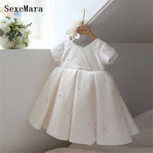 Ivory Girls Dresses For Wedding Satin Beading Girl Dress Party Christmas Dress Children Princess Costume For Kids 2024 - buy cheap