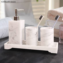Bathroom Supplies Marble Texture Resin Bathroom Accessories with Dispenser Toothbrush Holder Soap Dispenser Bathroom Toiletries 2024 - buy cheap