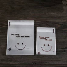 Bolsa de embalaje para hornear sonrisa de 3 tamaños, piruleta de plástico transparente, bolsa de celofán, cara sonriente, autoadhesiva, dulces, galletas, bolsas OPP DIY 2024 - compra barato