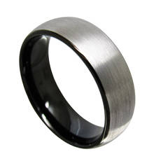 Black & Silver Two Tones 8mm Width Mens Tungsten Carbide Wedding Rings High Polished Dome Band Brushed Finishing Can Engraving 2024 - buy cheap