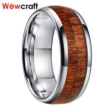 6/8mm Tungsten Wood Inlay Ring for Men Wedding Band Polish Shiny Rings Comfort Fit 2024 - buy cheap