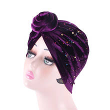 Knotted Velet Muslim Turban Twist India Hat Women Rhinestone Headwrap Bandanas Ladies Chemo Cap Hair Wrap Accessories Turbante 2024 - buy cheap
