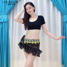 New Belly Dance Practice Costume Short Top+Hip scarf Sexy Bead Sequin Skirt Oriental Dance Bellydance Practice Wear Beginner Set 2024 - buy cheap