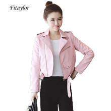 Fitaylor Spring Autumn Women Leather Jackets Soft Pu Faux Leather Coats Slim Short Design Turn Down Collar Motorcycle Jacket 2024 - buy cheap