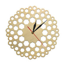 Relógio de parede hexagonal, silencioso, sem costura, mural de madeira decorativo, estilo rústico, para cozinha e ambientes 2024 - compre barato