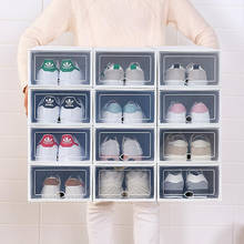 Caja de zapatos con concha transparente, cajones coloridos plegables creativos a prueba de polvo, cajas de almacenamiento de zapatos multifunción, 6 uds. 2024 - compra barato