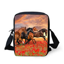 Bolsos de mensajero con patrón de caballos y flores para mujer, bandoleras cruzadas con estampado de animales de dibujos animados, Mini bolsos con solapa 2024 - compra barato