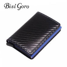 BISIGORO Slim Mini Wallet Carbon Fiber Card Holder Wallets Men Brand Rfid Black Magic Trifold Leather Small Money Bag Male Purse 2024 - buy cheap