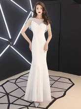 White Evening Dress 2022 Autumn New Banquet Noble Annual Meeting Atmosphere Queen Long Model Host Mermaid Dress 2024 - buy cheap