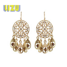 Hot sale baroque hollow diamond earrings earrings female retro ethnic style Indian dream catcher earrings jewelry 2024 - buy cheap